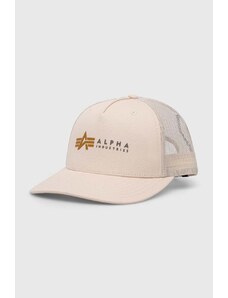 Alpha Industries czapka kolor beżowy z nadrukiem 106901.578-StreamWhit
