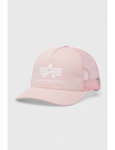 Alpha Industries czapka bawełniana kolor różowy z nadrukiem 186902.640-PalePeach