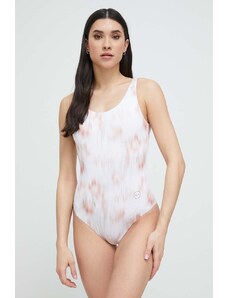 Armani Exchange jednoczęściowy strój kąpielowy kolor biały miękka miseczka