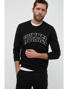 Hummel bluza bawełniana męska kolor czarny z aplikacją