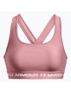 Biustonosz fitness Under Armour Crossback Mid pink elixir/white