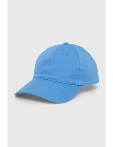 Lacoste czapka z daszkiem bawełniana kolor niebieski gładka