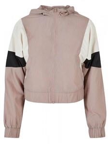 URBAN CLASSICS Ladies Short 3-Tone Crinkle Jacket - duskrose/whitesand/black