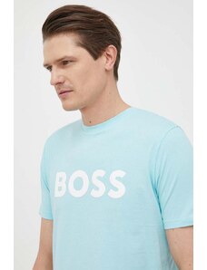 Boss Orange BOSS t-shirt bawełniany BOSS CASUAL kolor niebieski z nadrukiem 50481923