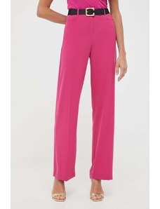 Patrizia Pepe spodnie damskie kolor różowy szerokie high waist