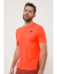 New Balance t-shirt do biegania Q Speed kolor pomarańczowy gładki