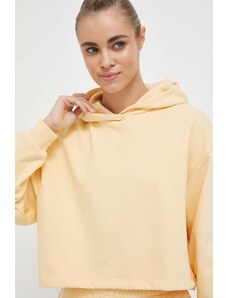 4F bluza damska kolor żółty z kapturem gładka