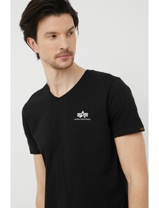 Alpha Industries t-shirt bawełniany kolor czarny gładki 106513.03-Black