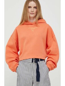 Calvin Klein Jeans bluza damska kolor pomarańczowy z kapturem z nadrukiem