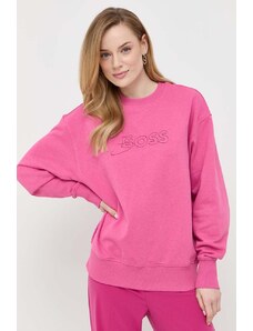 BOSS bluza bawełniana damska kolor różowy melanżowa