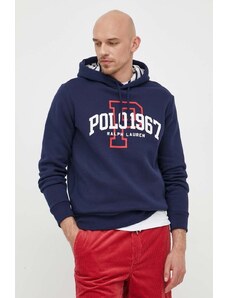 Polo Ralph Lauren bluza męska kolor granatowy z kapturem z nadrukiem