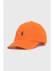 Polo Ralph Lauren czapka z daszkiem bawełniana kolor pomarańczowy gładka