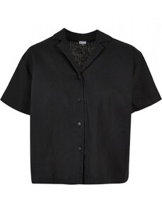 URBAN CLASSICS Ladies Linen Mixed Resort Shirt - black