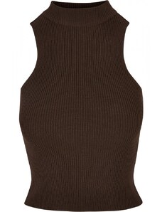 URBAN CLASSICS Ladies Short Rib Knit Turtleneck Top - brown