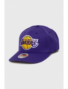 Mitchell&Ness czapka z daszkiem z domieszką wełny Los Angeles Lakers kolor fioletowy z aplikacją
