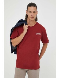 Les Deux t-shirt bawełniany kolor bordowy z nadrukiem