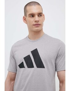 adidas Performance t-shirt treningowy Train Essentials Feelready Logo kolor szary z nadrukiem IB8276