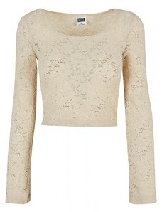URBAN CLASSICS Ladies Cropped Lace Longsleeve - softseagrass