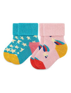 Zestaw 2 par wysokich skarpet dziecięcych Happy Socks KSST45-6300 Kolorowy