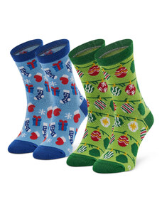 Zestaw 2 par wysokich skarpet dziecięcych Rainbow Socks Xmas Socks Balls Kids Gift Pak 2 Kolorowy