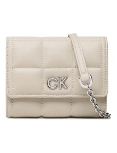 Torebka Calvin Klein Re-Lock Quilt Trifold Md W/Strap K60K610476 PEA