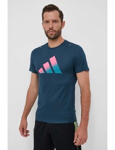adidas Performance t-shirt do biegania Run Icons kolor turkusowy z nadrukiem