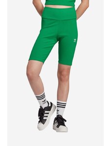 adidas Originals szorty damskie kolor zielony gładkie high waist IL9620-ZIELONY