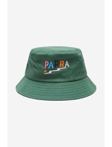 by Parra kapelusz bawełniany kolor zielony bawełniany 47360.GREEN-GREEN