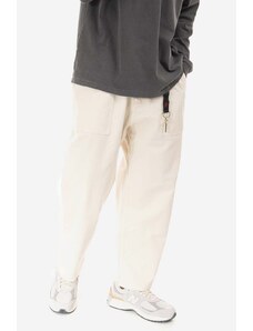 Gramicci spodnie bawełniane Loose Tapered Pant kolor beżowy szerokie medium waist G103.OGT-KREMOWY
