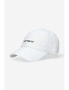 Carhartt WIP czapka z daszkiem bawełniana Script kolor biały z aplikacją I028876.WHITE.BLAC-WHITE.BLAC