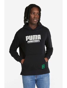 Puma bluza bawełniana x Minecraft męska kolor czarny z kapturem z nadrukiem 534376.01-CZARNY