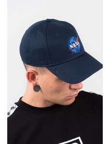 Alpha Industries czapka z daszkiem bawełniana NASA Cap kolor granatowy z aplikacją 186903.07-GRANATOWY
