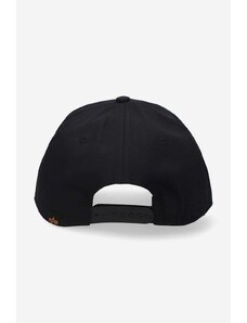 Alpha Industries czapka z daszkiem bawełniana kolor czarny z nadrukiem 126912.682-CZARNY