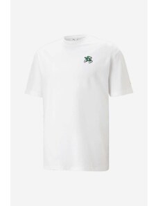 Puma t-shirt bawełniany kolor biały gładki 539840.02-BIALY