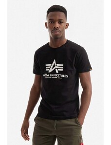 Alpha Industries t-shirt bawełniany Basic T-Shirt kolor czarny z nadrukiem 100501.03