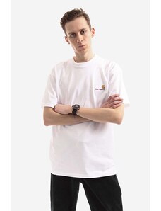 Carhartt WIP t-shirt bawełniany S/S American Script kolor biały z aplikacją I029956.WHITE