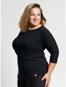 T-shirt damski bawełniany Plus Size CityZen z elastanem czarny
