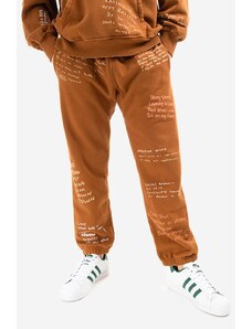 PLEASURES spodnie dresowe Remote kolor brązowy wzorzyste P21W026-BLACK P21W026-BROWN