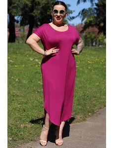 KARKO Sukienka letnia oversize asymetryczna z rozcięciami po bokach ESMERALDA fioletowa
