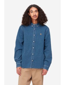 Carhartt WIP koszula jeansowa Weldon Shirt męska kolor niebieski relaxed z kołnierzykiem button-down I031928-BLUESTONE