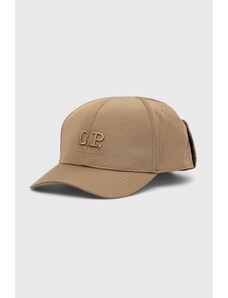 C.P. Company czapka z daszkiem kolor beżowy z aplikacją 14CMAC146A005904A339-BEIGE