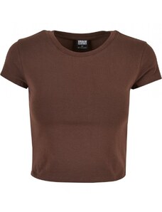 URBAN CLASSICS Ladies Stretch Jersey Cropped Tee - brown