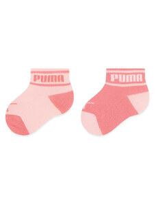 Zestaw 2 par wysokich skarpet dziecięcych Puma Baby Wording Sock 2P 935479 Pink 02
