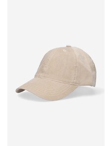 Wood Wood czapka z daszkiem sztruksowa Low profile corduroy cap kolor beżowy gładka 12130810.9016