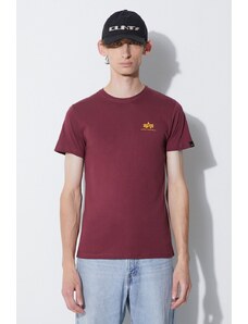 Alpha Industries t-shirt bawełniany kolor bordowy z nadrukiem 188505.184-Burgundy