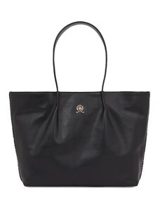 Torebka Tommy Hilfiger Crest Leather Tote AW0AW15230 Black BDS