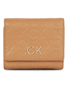 Portfel damski Calvin Klein Re-Lock Trifold Xs Emb K60K611321 Brown Sugar GA5