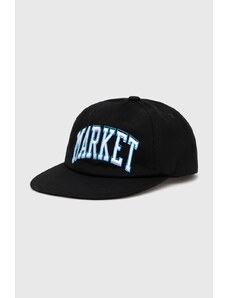 Market czapka z daszkiem bawełniana kolor czarny z aplikacją