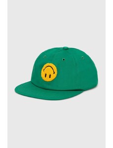 Market czapka z daszkiem bawełniana x Smiley kolor zielony z aplikacją