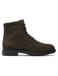 Tommy Hilfiger Kozaki Elevated Rounded Suede Lace Boot FM0FM04185 Zielony